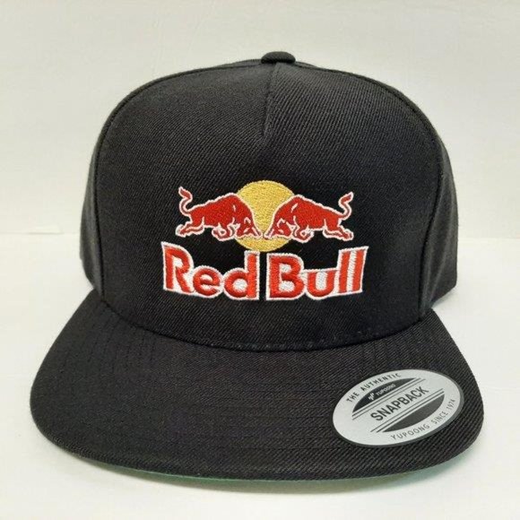 Retro Vintage Style F1 Prix Racing Red Bull Flat Bill Snapback Black Embroidered main image 5